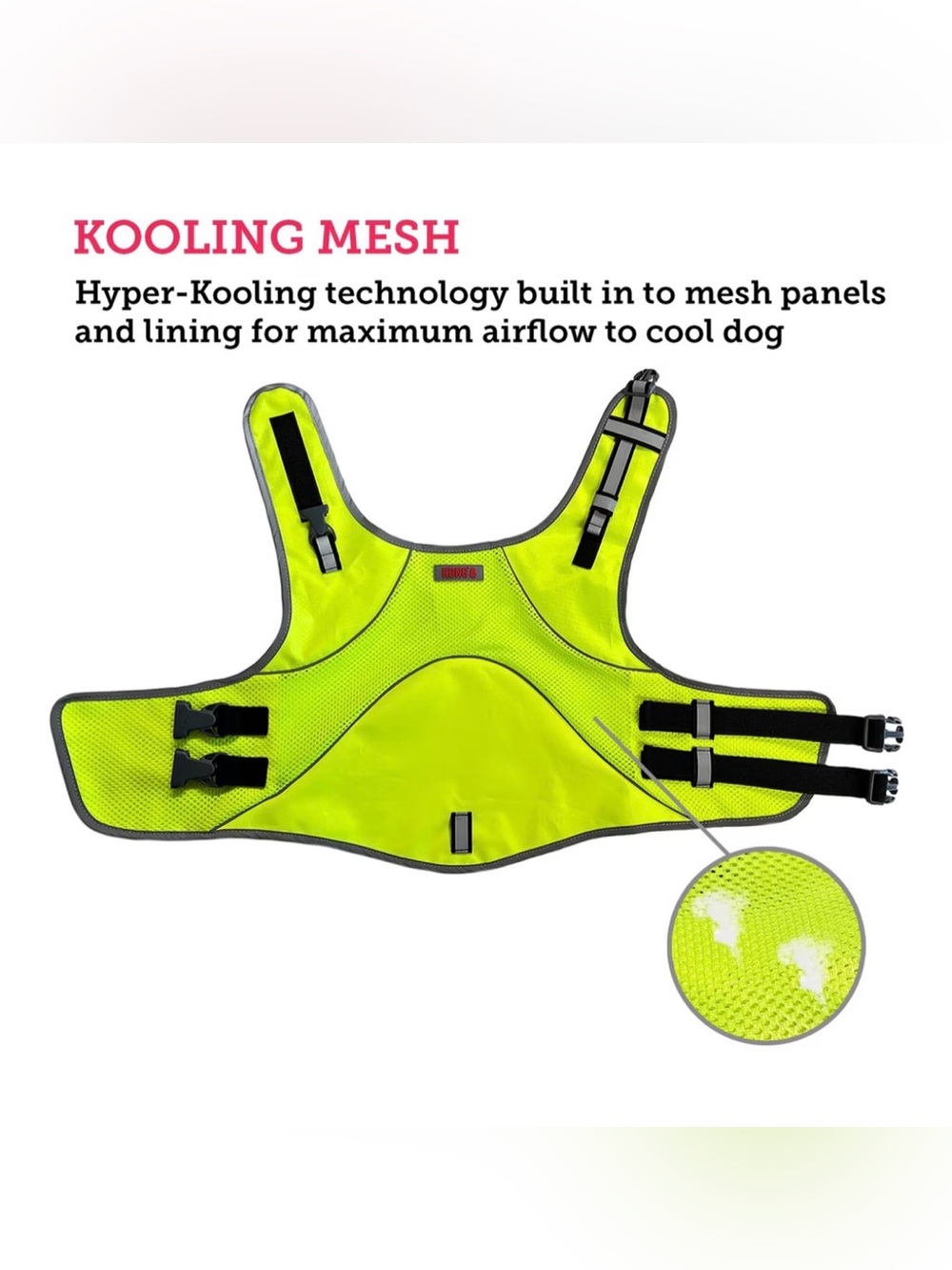 KONG Sport Mountain Polyster Dog Safety Vest, Neon Yellow, Large - Picture 3 of 6